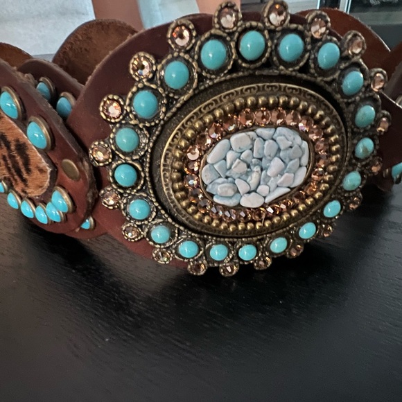 Wild Elegance Turquoise and Leopard wide  belt. - Picture 4 of 7